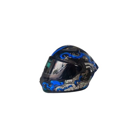 [CAS-CER-119XL]  CASCO CERRADO HALF DOBLE VISOR MICA HUMO STRANDED NEGRO/AZUL EG