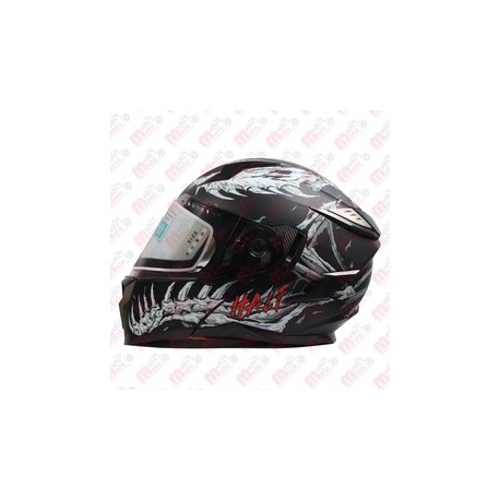 [CAS-ABA-106XL] CASCO ABATIBLE HALF DOBLE VISOR LENTE ESPEJO FOSIL BLANCO/NEGRO MATE TALLA EG