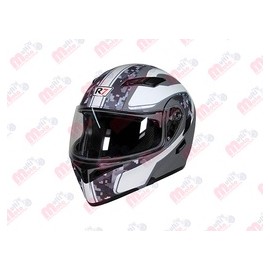 [7101-1820] CASCO ABATIBLE R7 RACING UNSCARRED DOBLE MICA DOT XL GRS/BCO/MATE