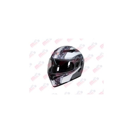 [7101-1820] CASCO ABATIBLE R7 RACING UNSCARRED DOBLE MICA DOT XL GRS/BCO/MATE