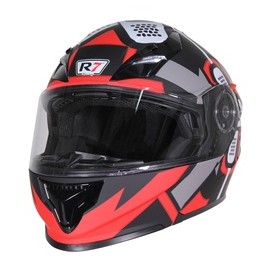 [7101-1892] CASCO ABATIBLE R7 RACING EXPERT DOBLE MICA DOT L ROJ/ROJ/BCO/MATE