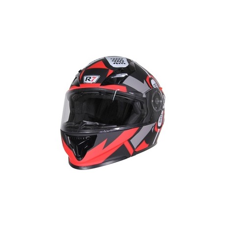 [7101-1892] CASCO ABATIBLE R7 RACING EXPERT DOBLE MICA DOT L ROJ/ROJ/BCO/MATE