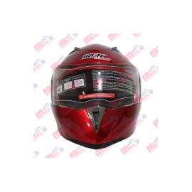 [CAS-7101-1460E] CASCO ABATIBLE IRON RACING DOBLE MICA DOT COLOR LISO ROJO TALLA XXL