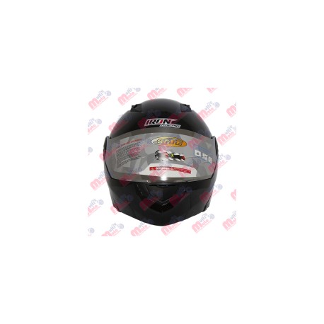 [CAS-7101-1488C] CASCO ABATIBLE DOBLE MICA IRON RACING DOT CAPTAIN NEGRO BRILLO TALLA L