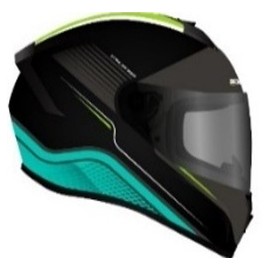 [EG-630.24.11.1.04] CASCO INTEGRAL ZOOM HERO NEGRO/AQUA BRILLANTE TALLA  XL