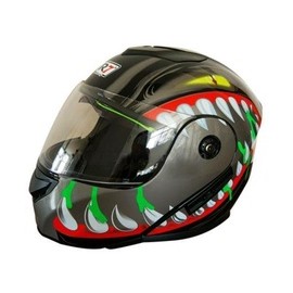 [7101-1284] CASCO ABATIBLE R7 RACING MD-903 DOBLE MICA L GRS/ROJ/VDE/BCO