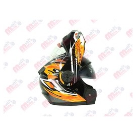 [AC1B-J113-001] CASCO MEK MK759 ABATIBLE LIGHTNING NEGRO/ANARANJADO Brillante