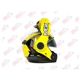 [AC1B-J117-001] CASCO MEK MK759 ABATIBLE  RIPO AMARILLO /GRIS Brillante