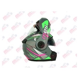 [AC1B-J125-001] CASCO MEK MK759 ABATIBLE  TEO 1 VERDE/FUSIA Brillante