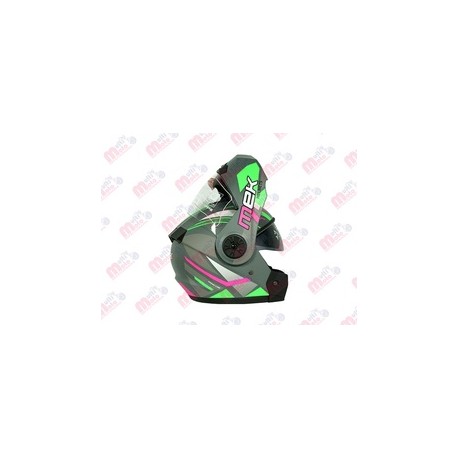 [AC1B-J125-001] CASCO MEK MK759 ABATIBLE  TEO 1 VERDE/FUSIA Brillante